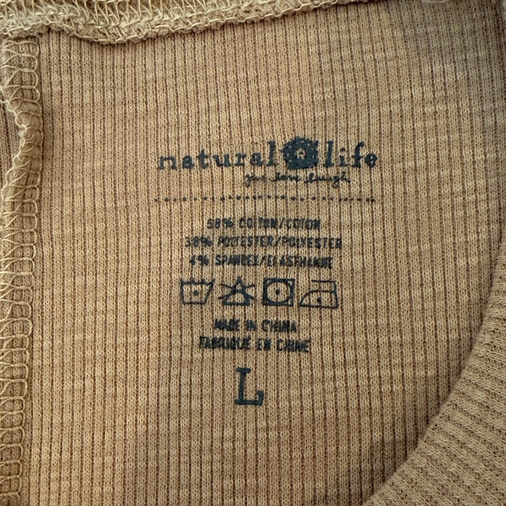 NATURAL LIFE Taupe Short Sleeve Tee with Floral Yin Yang Graphic - Picture 9 of 9